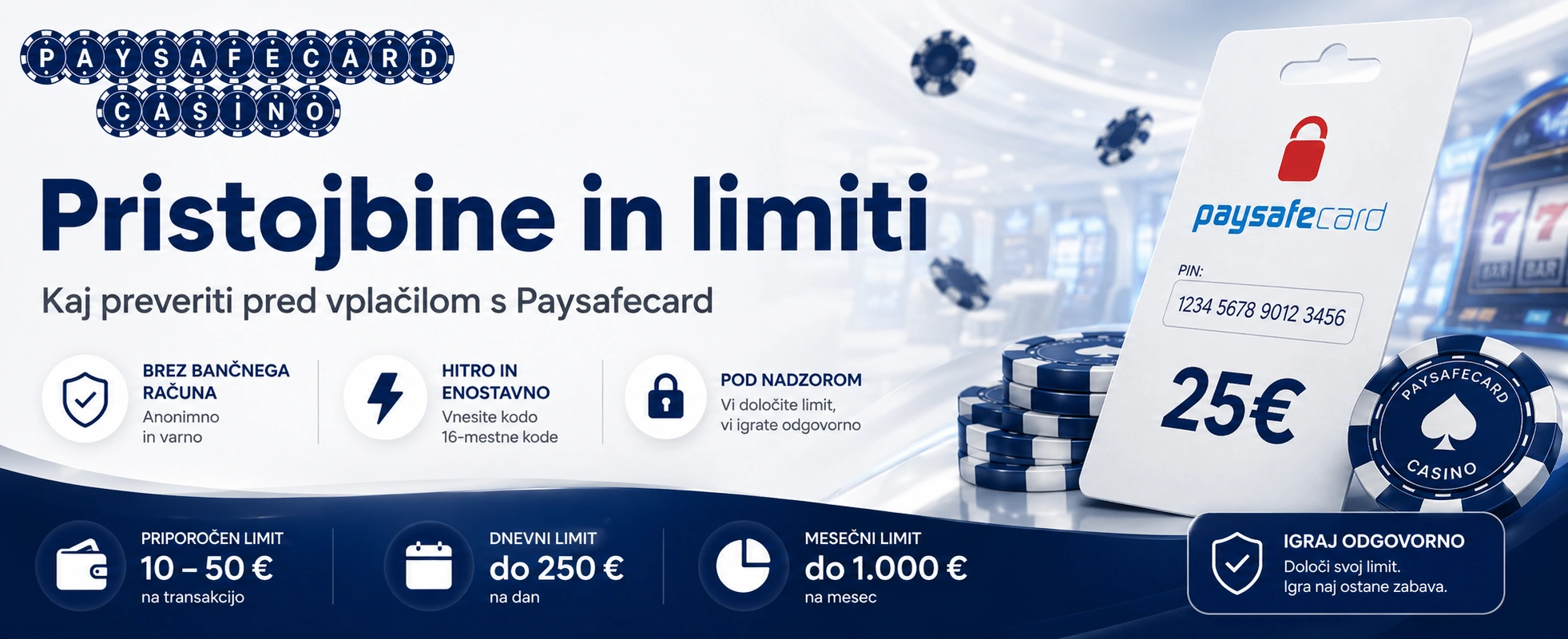 Pristojbine in limiti pri plačilih s Paysafecard